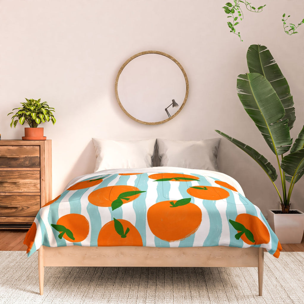 Design by Spark Zesty Oranges and Stripes Comforter