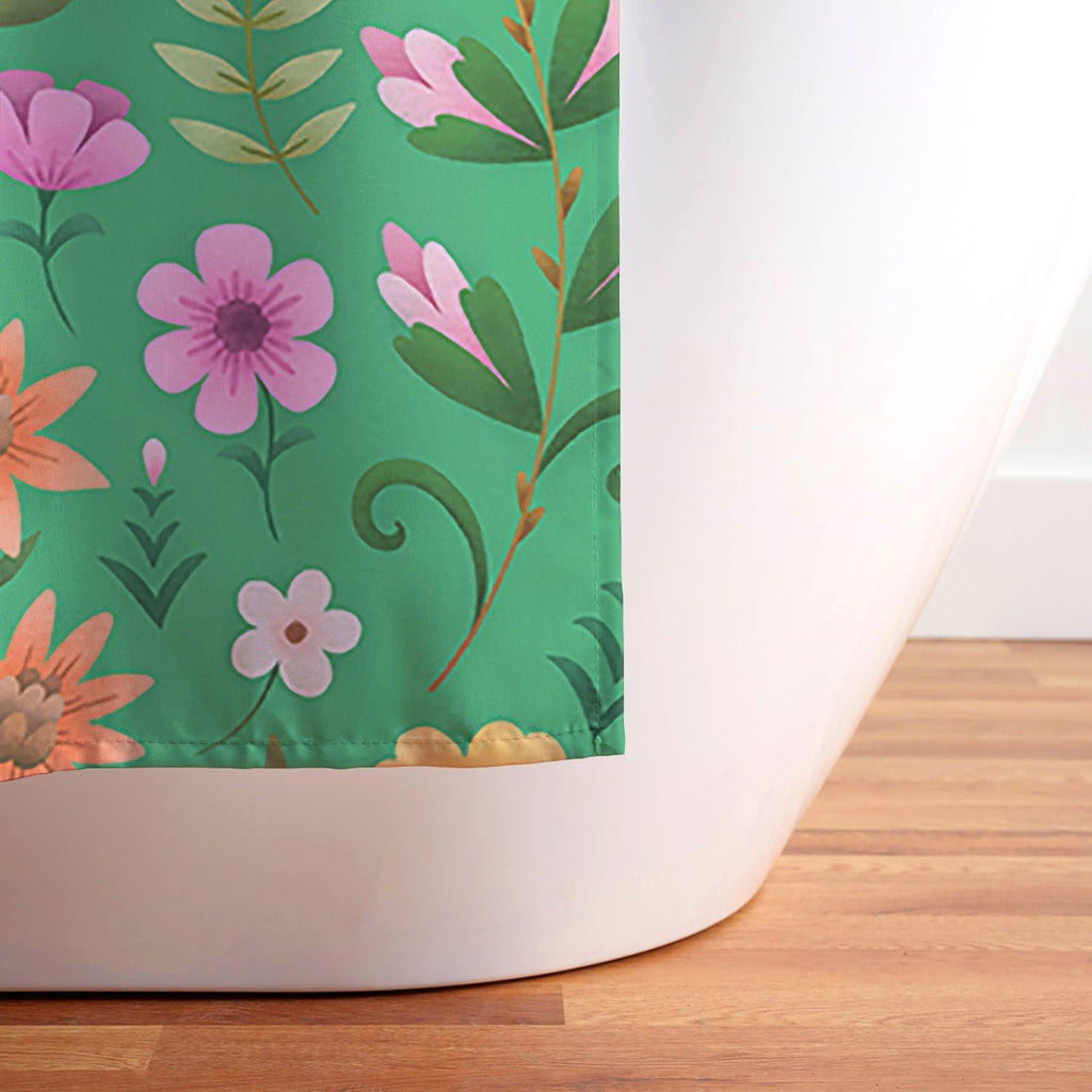 Pimlada Phuapradit Ditsy Spring Floral Green Shower Curtain