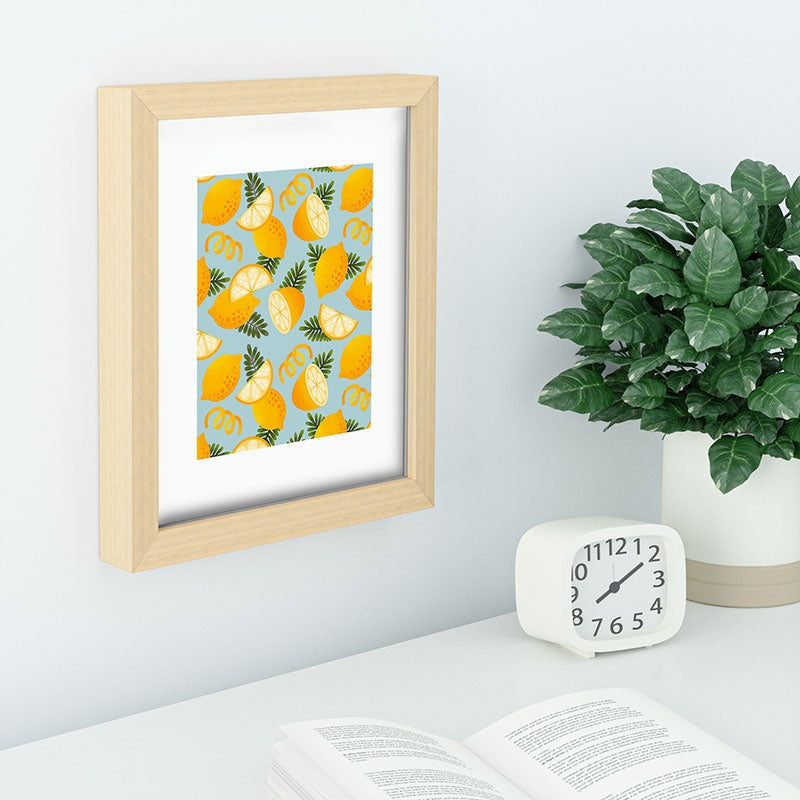 Jessica Molina Lemon Pattern on Sky Blue Recessed Framing Rectangle