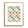 LouBruzzoni Retro Star Block Pattern Metal Framed Art Print