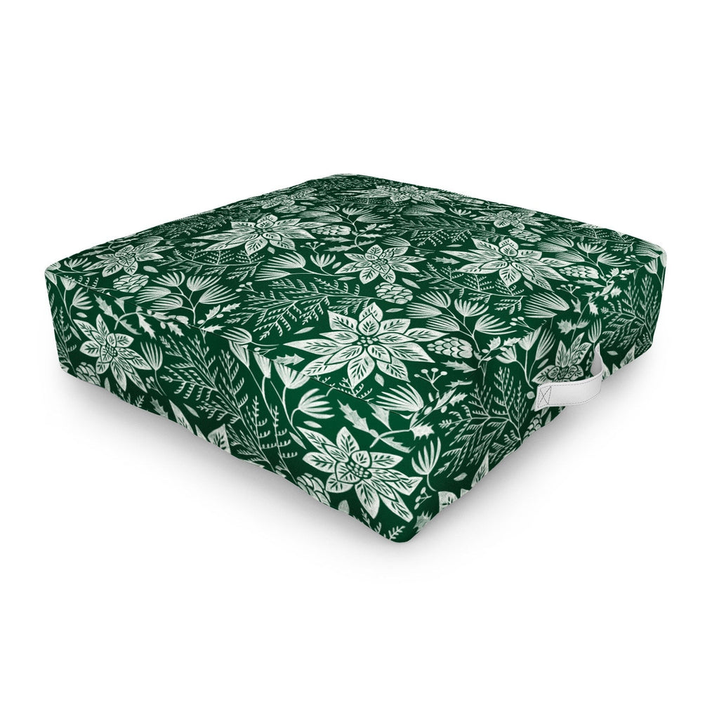 Pimlada Phuapradit Christmas Poinsettia Outdoor Floor Cushion