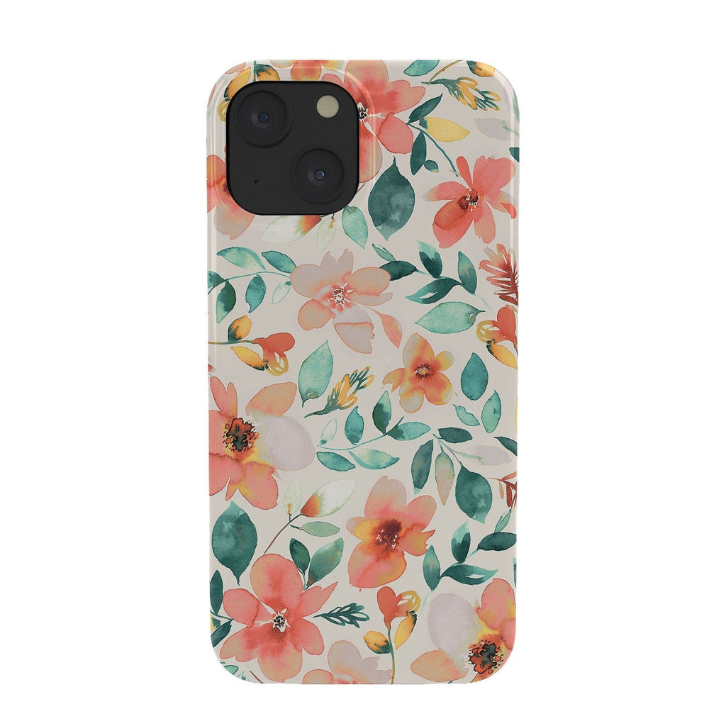 Ninola Design Botanic Retreat Tropical Whimsical Flowers Coral Green Phone Case
