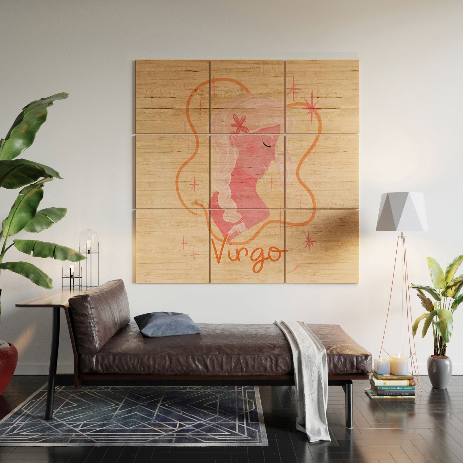 Little Om Zodiac Sign Virgo Wood Wall Mural