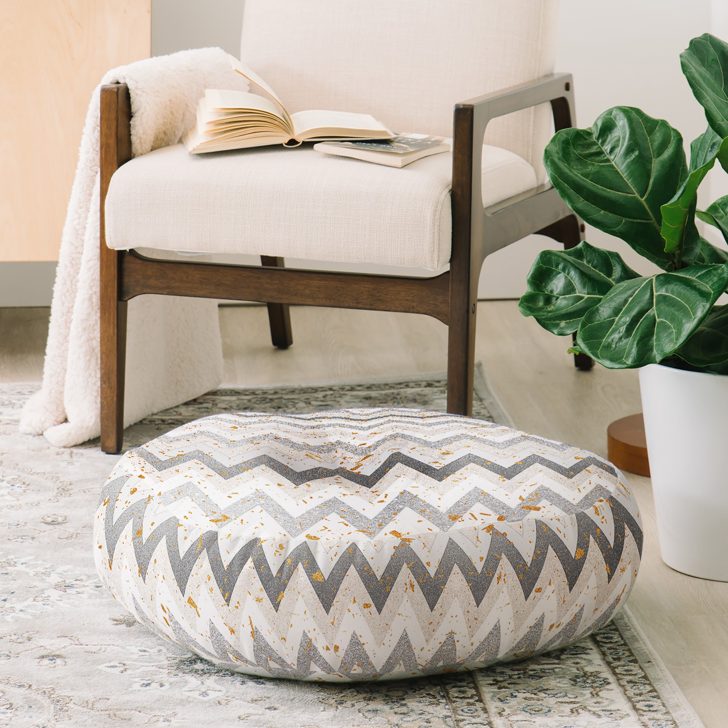 Iveta Abolina Chevron Confetti Floor Pillow Round