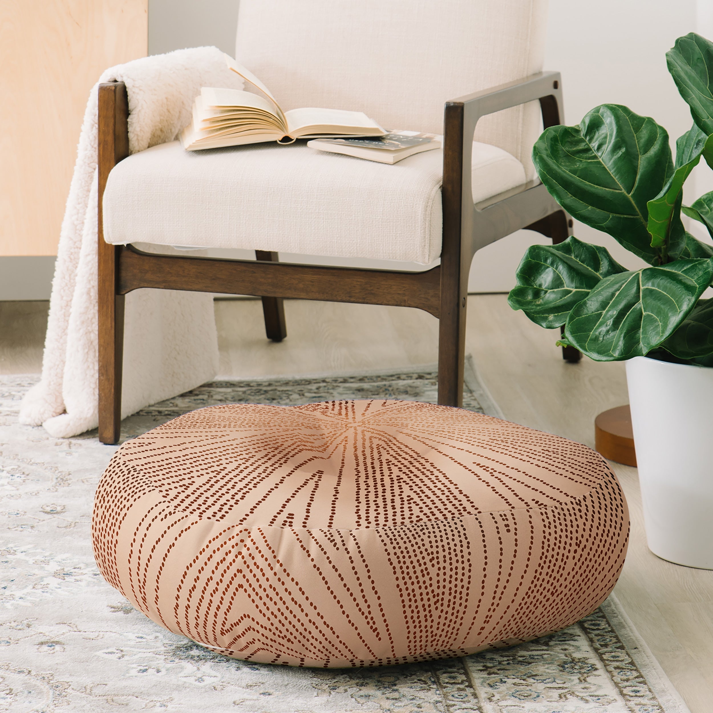 Iveta Abolina Copper Leaf Floor Pillow Round