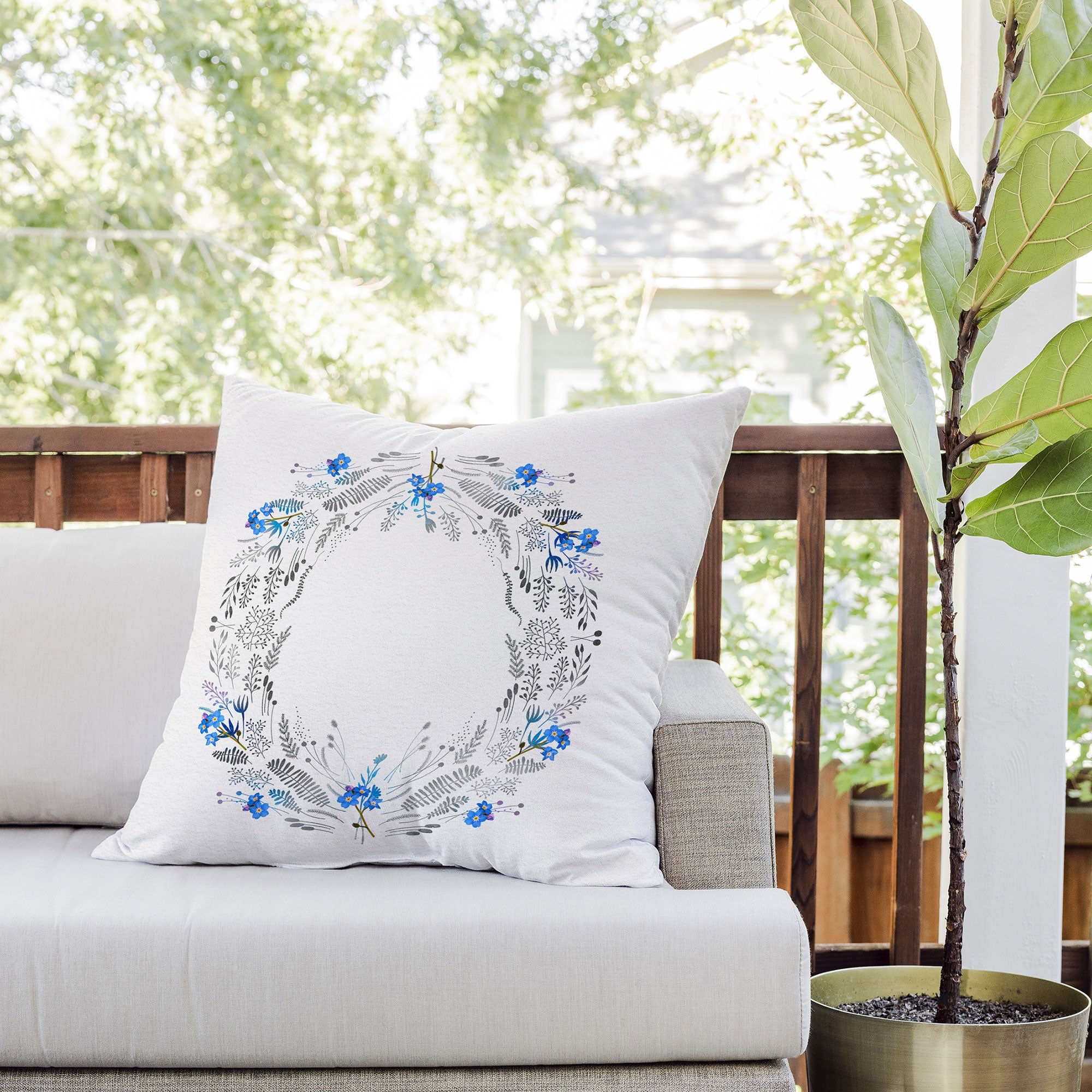 Iveta Abolina Dreamland Blue Outdoor Throw Pillow