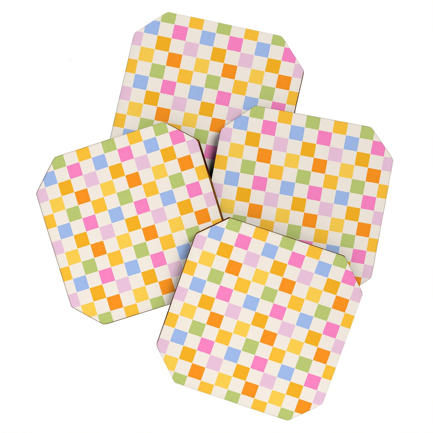 Iveta Abolina Eclectic Checker Check Cream Coaster Set