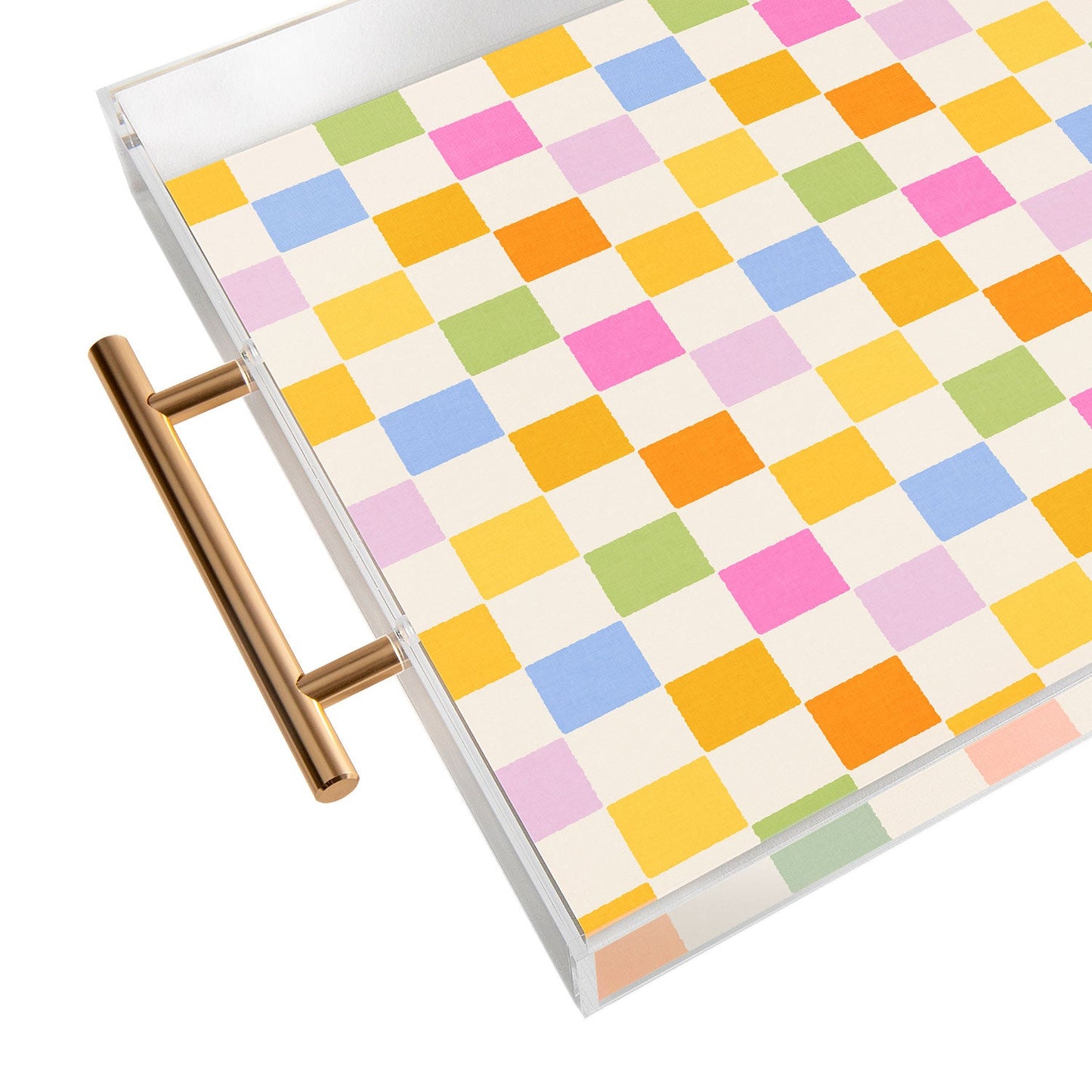 Iveta Abolina Eclectic Checker Check Cream Acrylic Tray