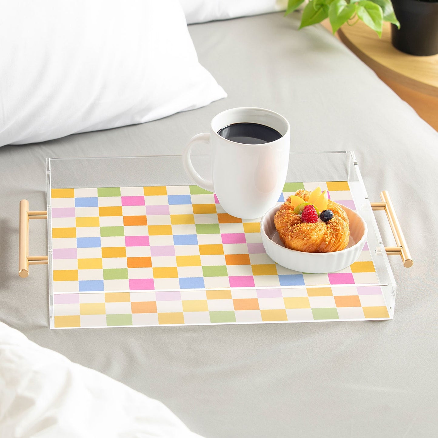 Iveta Abolina Eclectic Checker Check Cream Acrylic Tray