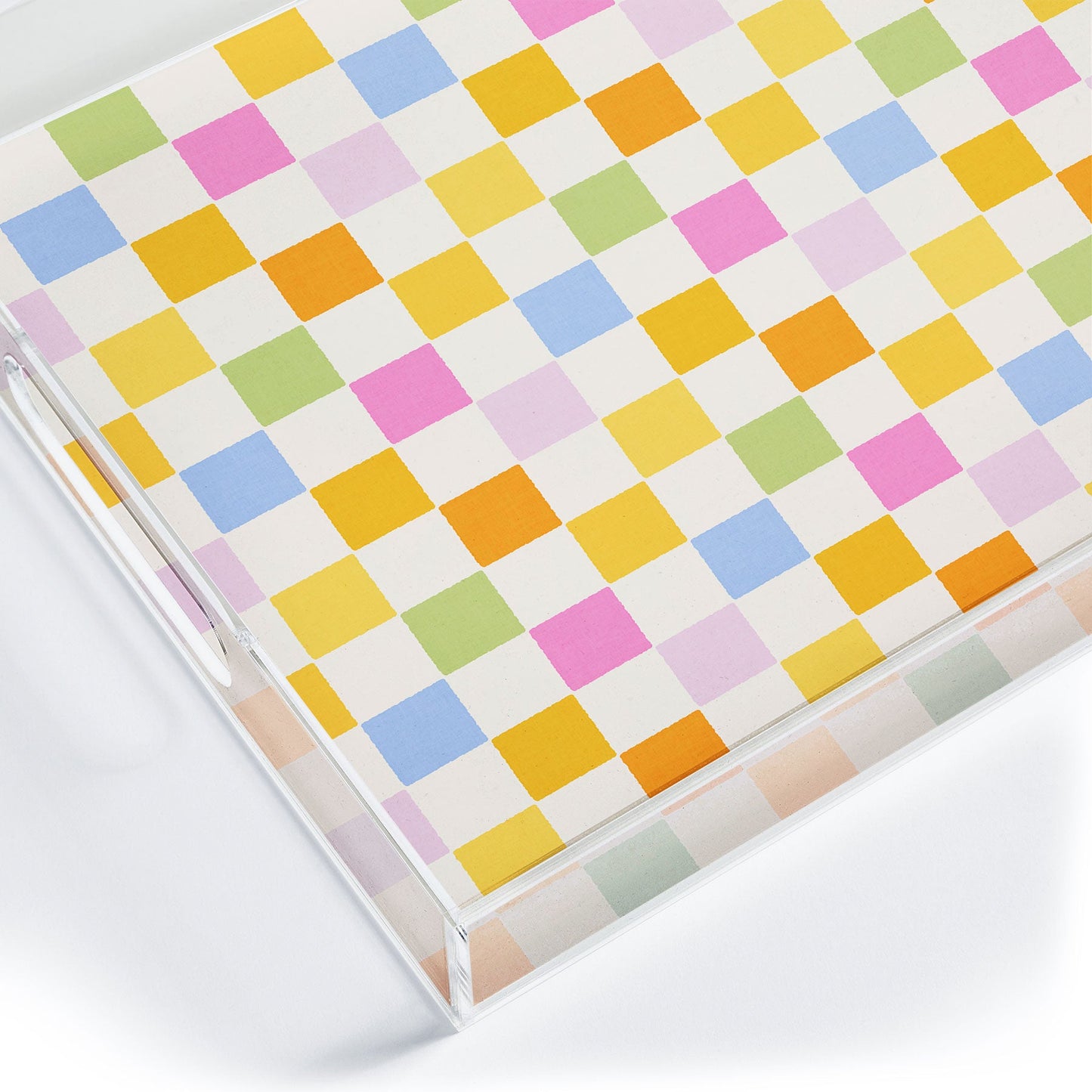 Iveta Abolina Eclectic Checker Check Cream Acrylic Tray