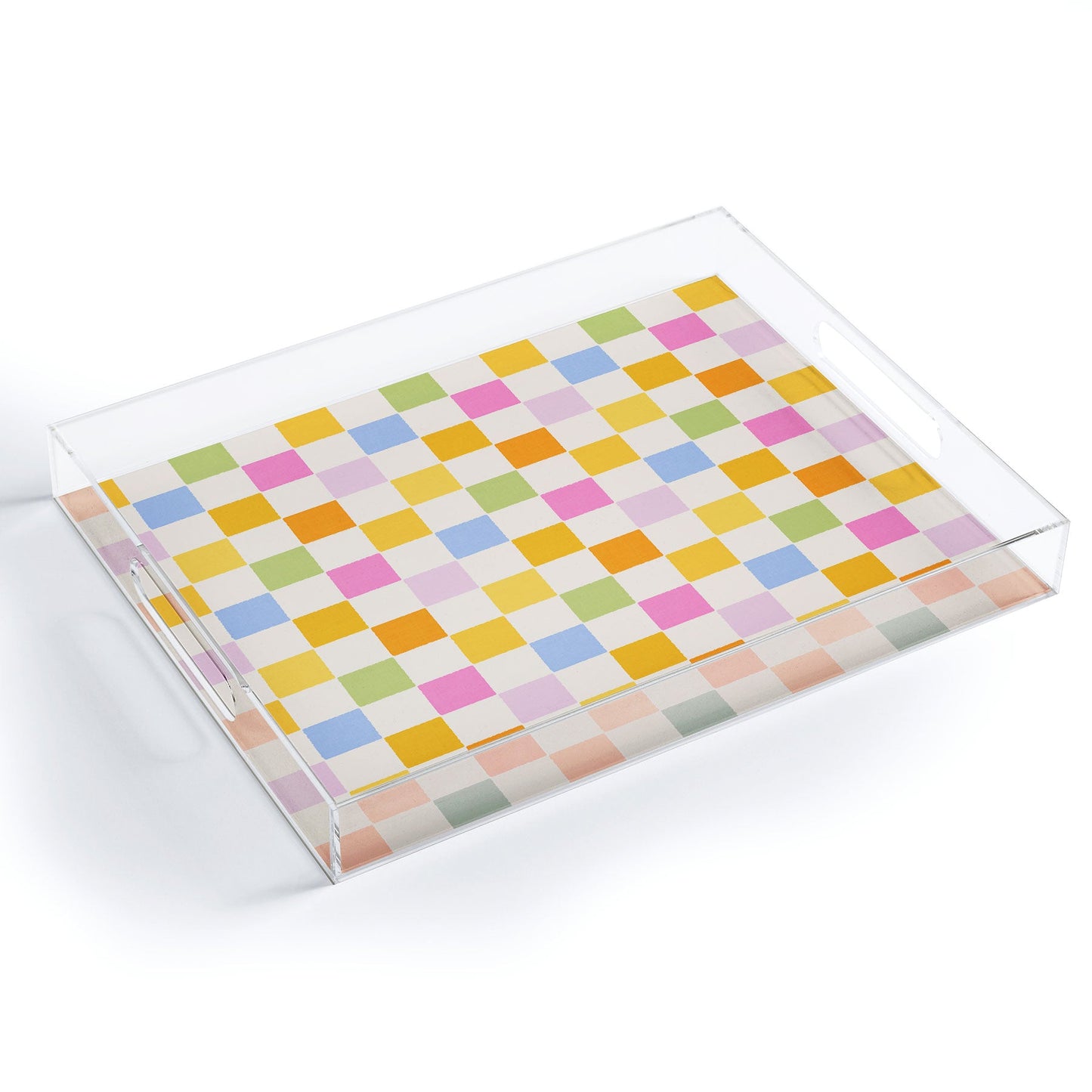 Iveta Abolina Eclectic Checker Check Cream Acrylic Tray