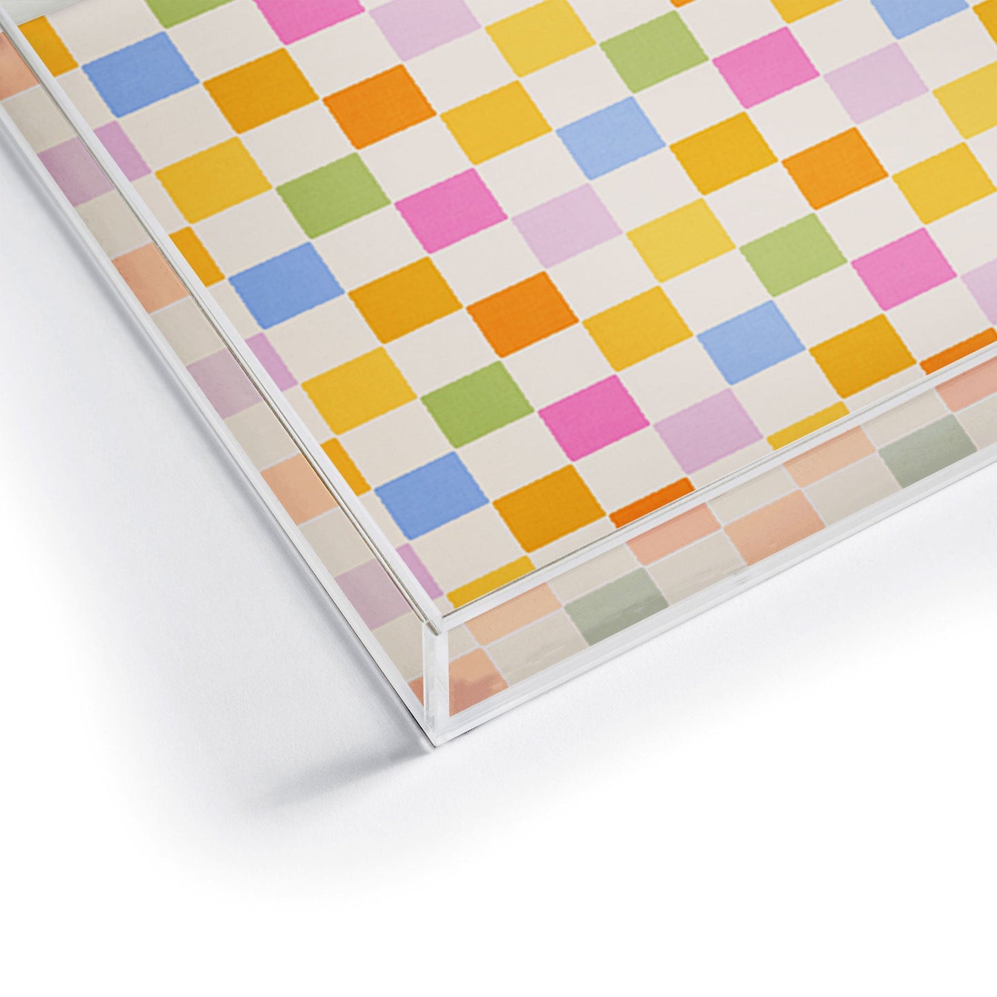 Iveta Abolina Eclectic Checker Check Cream Acrylic Tray