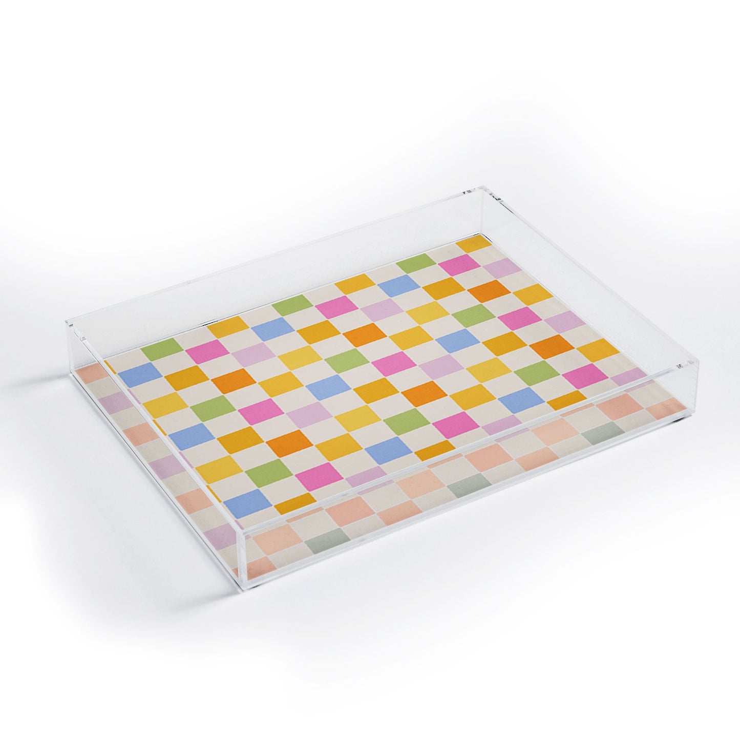 Iveta Abolina Eclectic Checker Check Cream Acrylic Tray