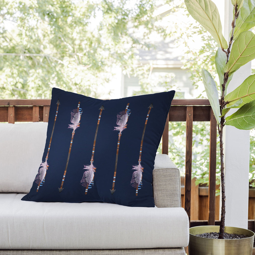 Iveta Abolina Native Blue Arrows Outdoor Throw Pillow