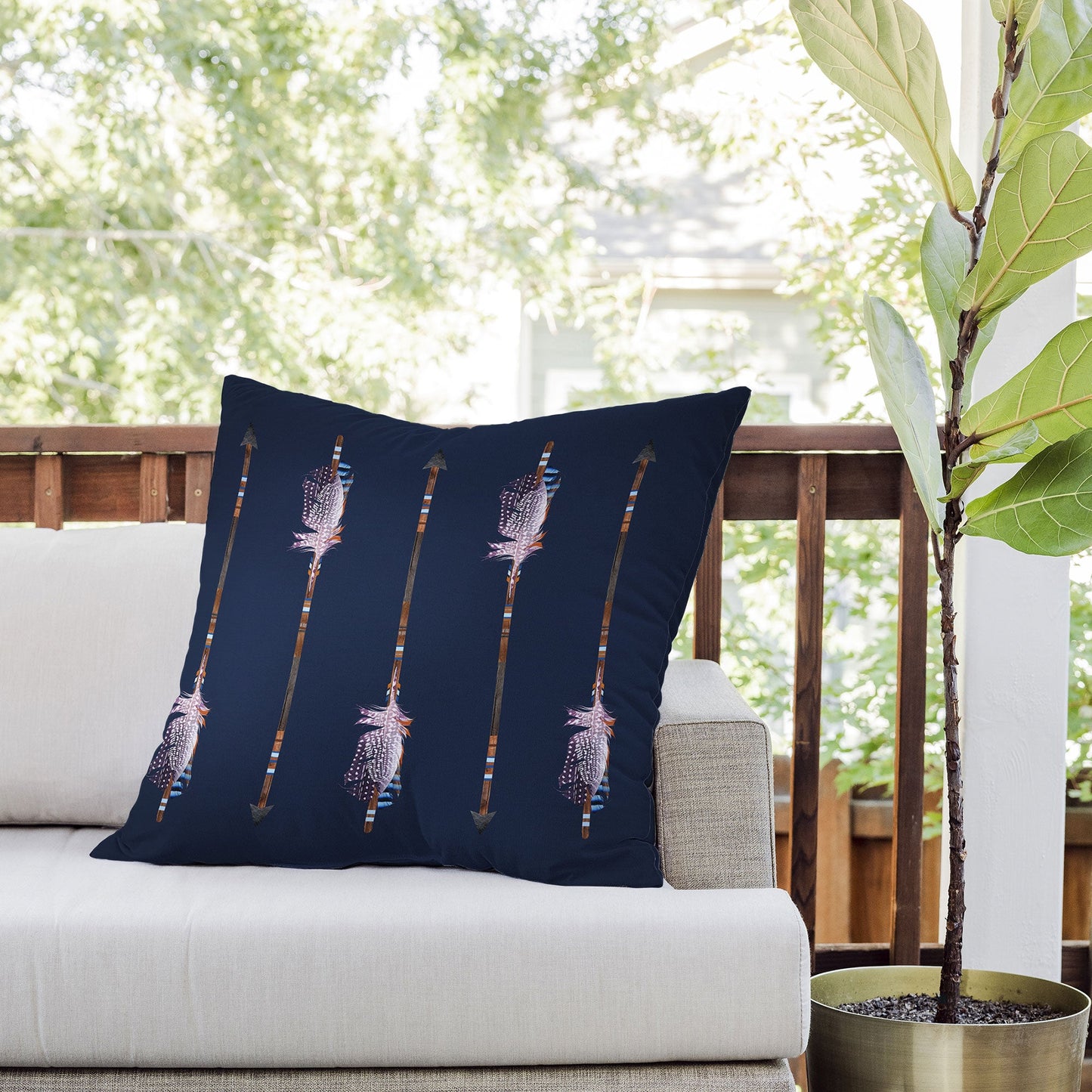 Iveta Abolina Native Blue Arrows Outdoor Throw Pillow