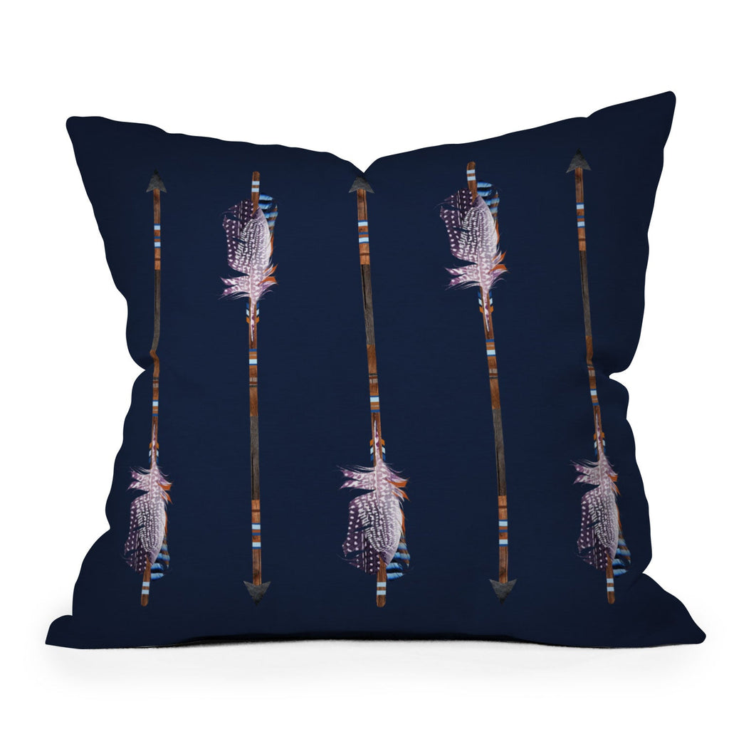 Iveta Abolina Native Blue Arrows Outdoor Throw Pillow