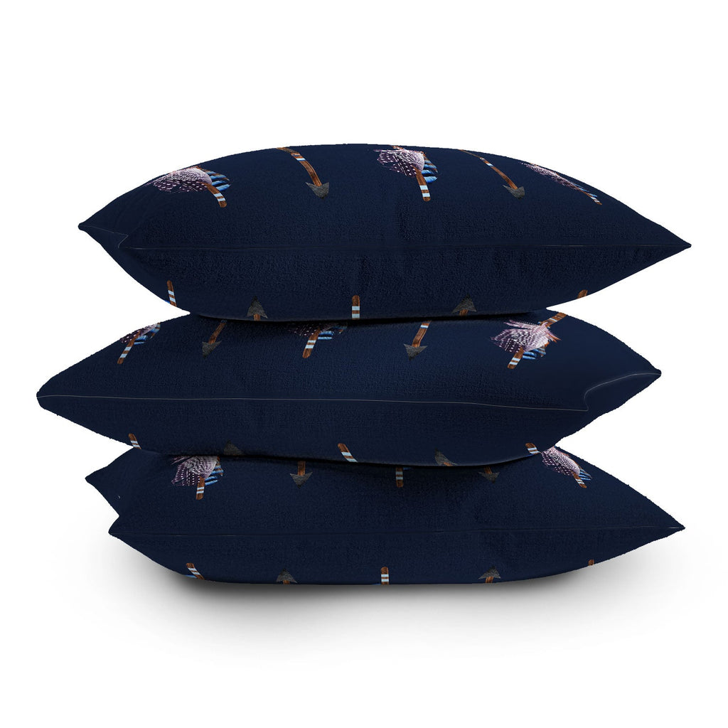 Iveta Abolina Native Blue Arrows Outdoor Throw Pillow