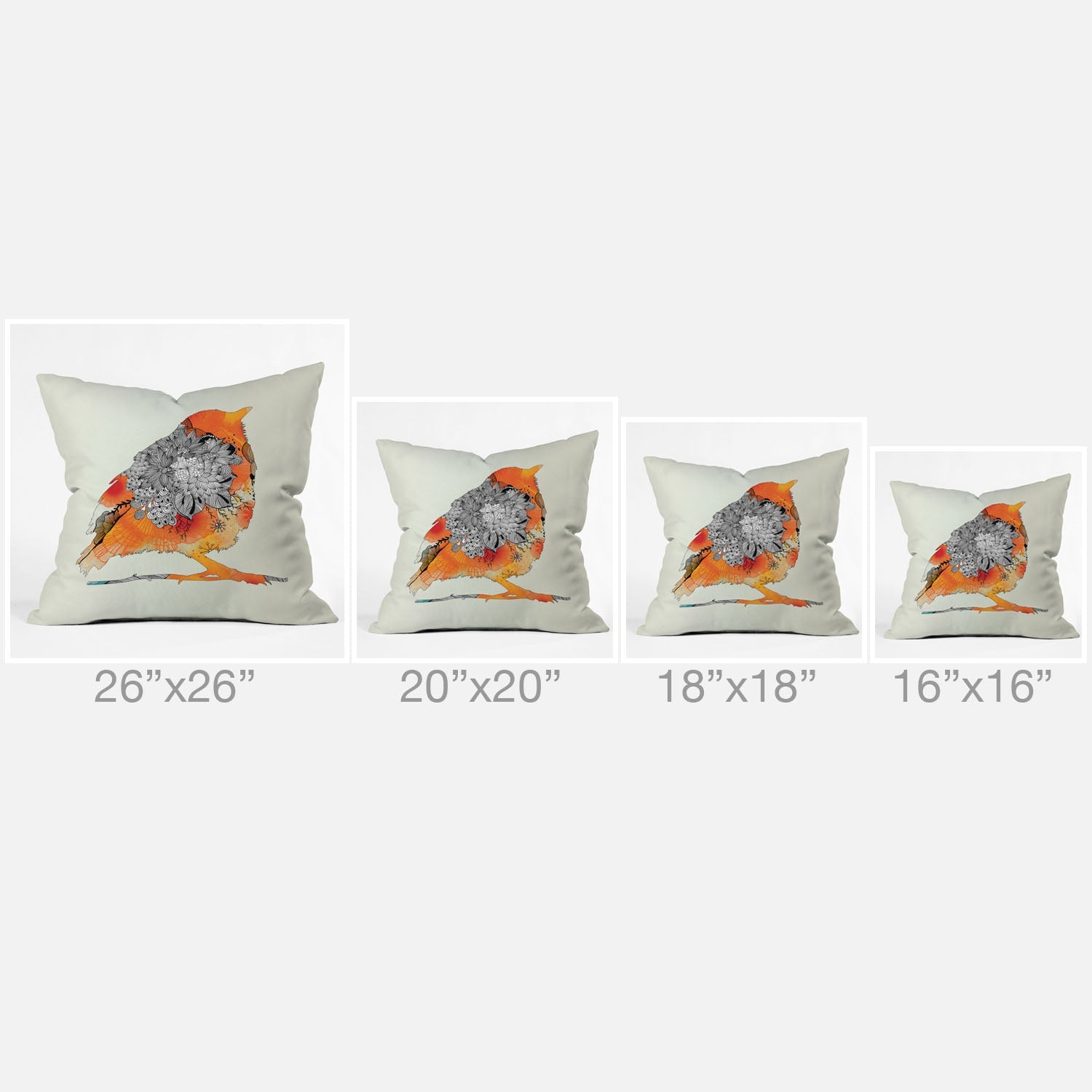 Iveta Abolina Orange Bird Throw Pillow