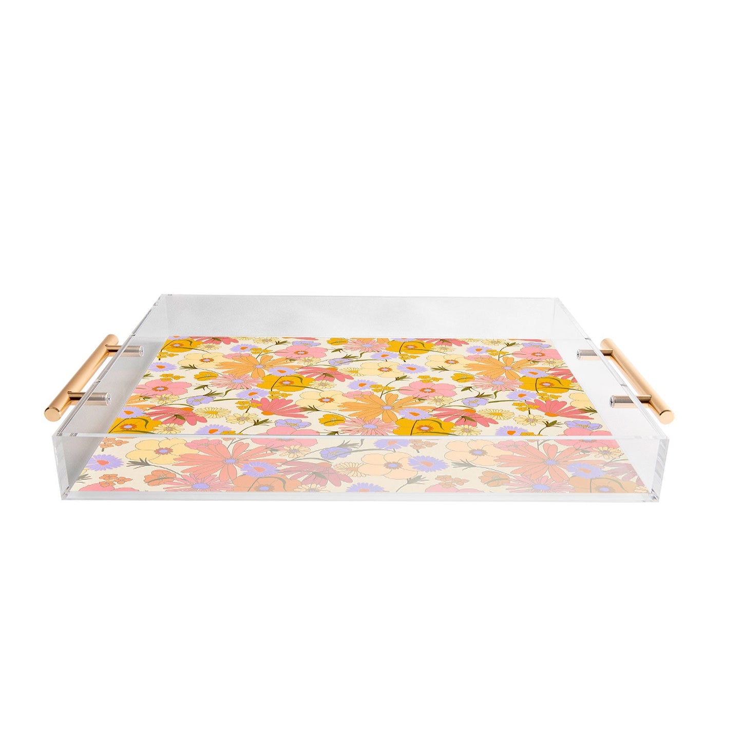 Iveta Abolina Purple Daisies 70s Cream Acrylic Tray