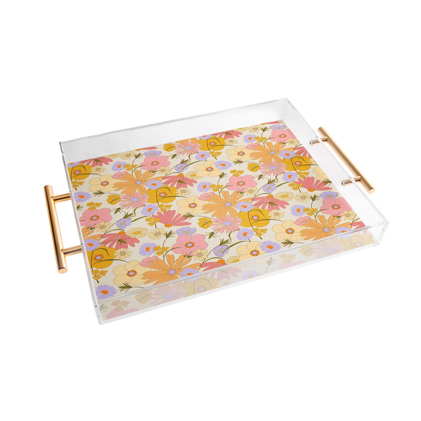 Iveta Abolina Purple Daisies 70s Cream Acrylic Tray