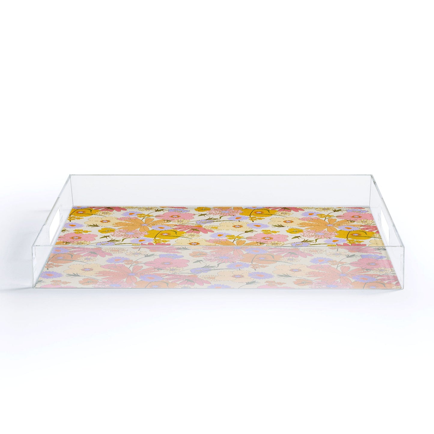 Iveta Abolina Purple Daisies 70s Cream Acrylic Tray