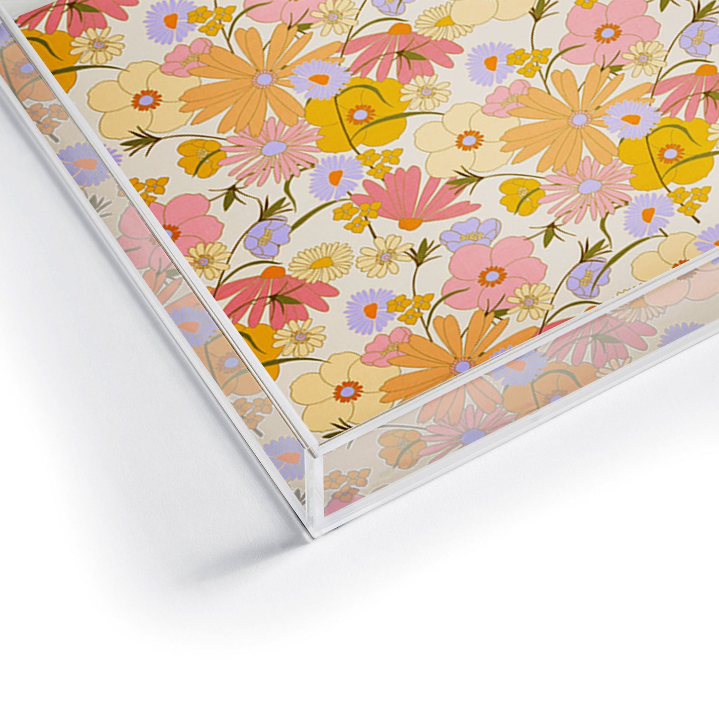 Iveta Abolina Purple Daisies 70s Cream Acrylic Tray