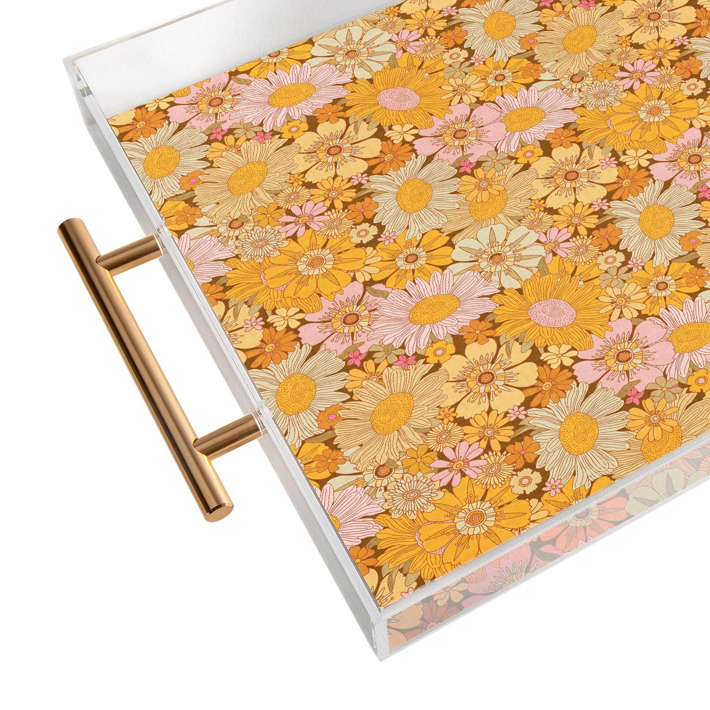 Iveta Abolina Retro Florals 70s Brown Acrylic Tray