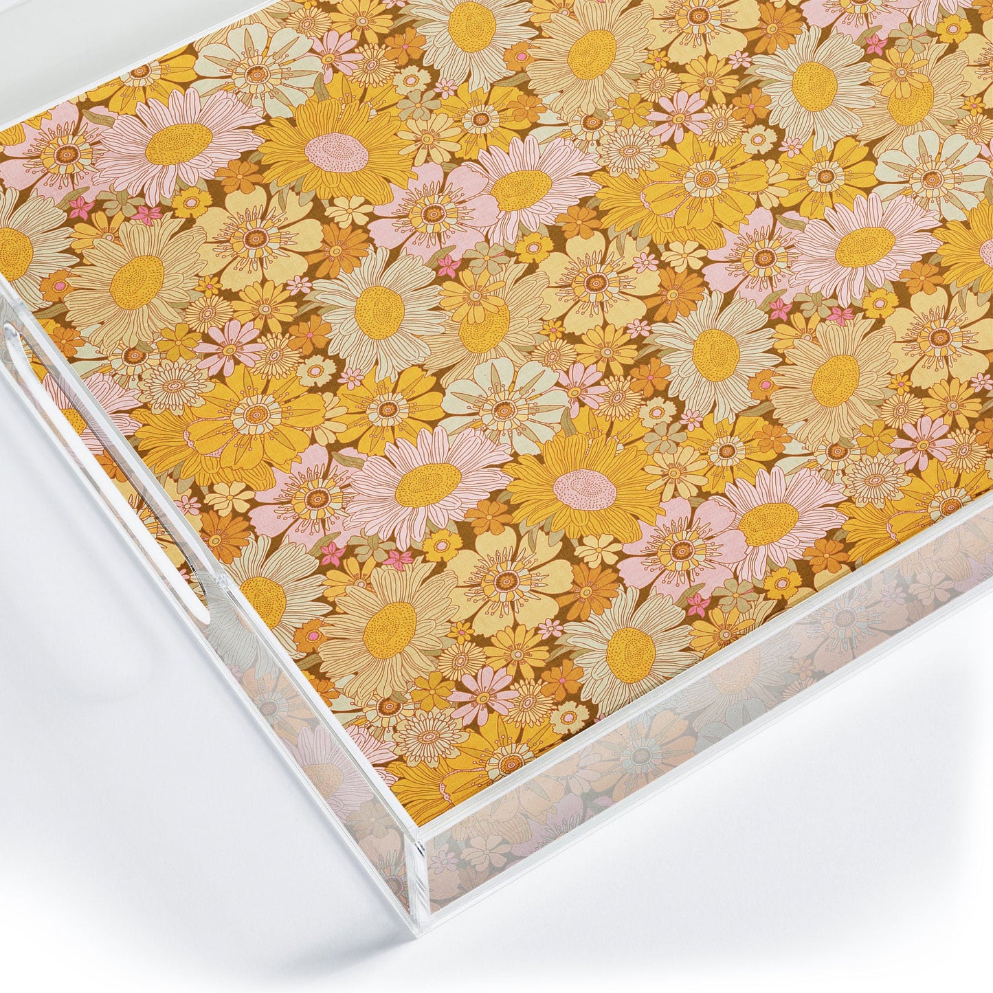 Iveta Abolina Retro Florals 70s Brown Acrylic Tray