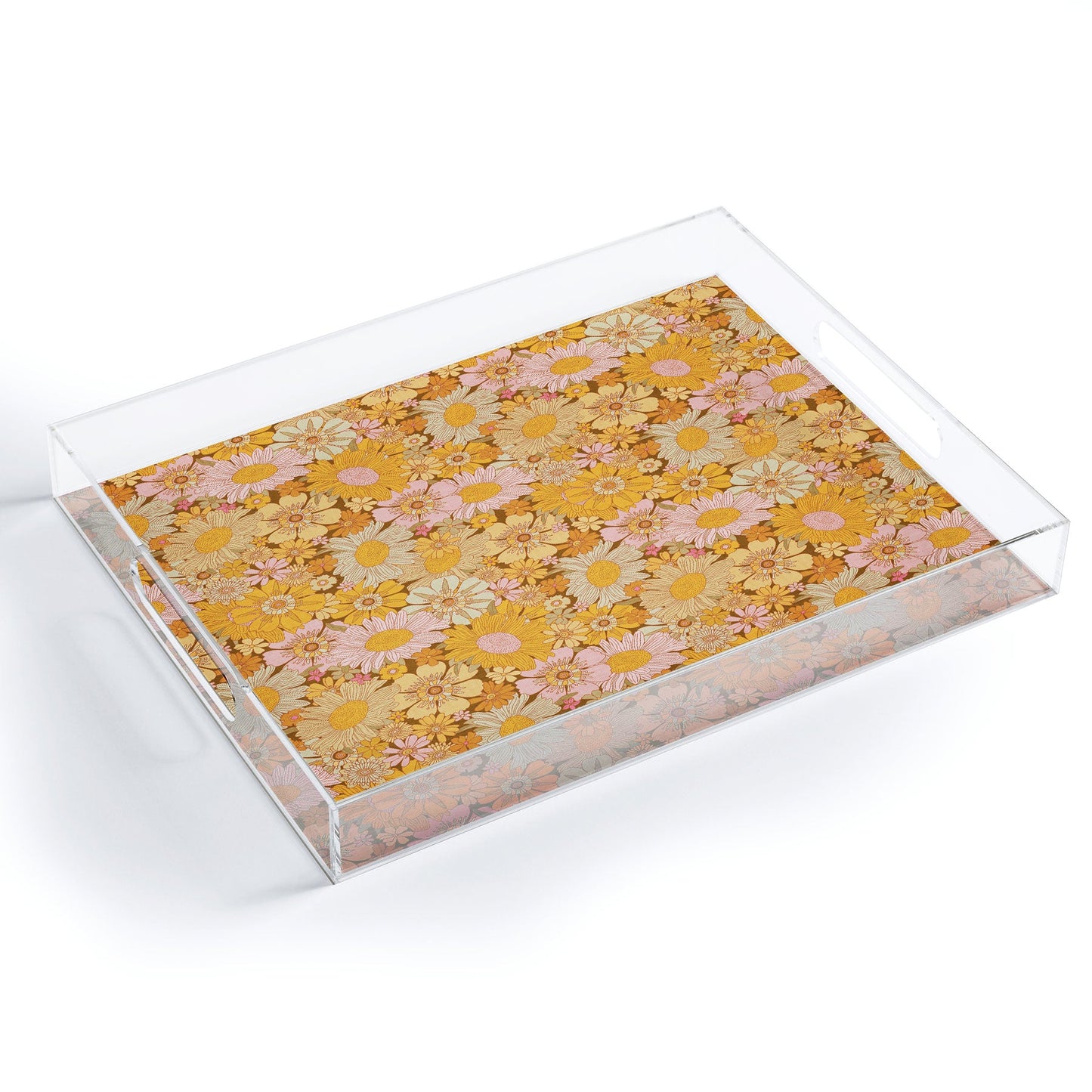Iveta Abolina Retro Florals 70s Brown Acrylic Tray