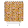 Iveta Abolina Retro Florals 70s Brown Shower Curtain