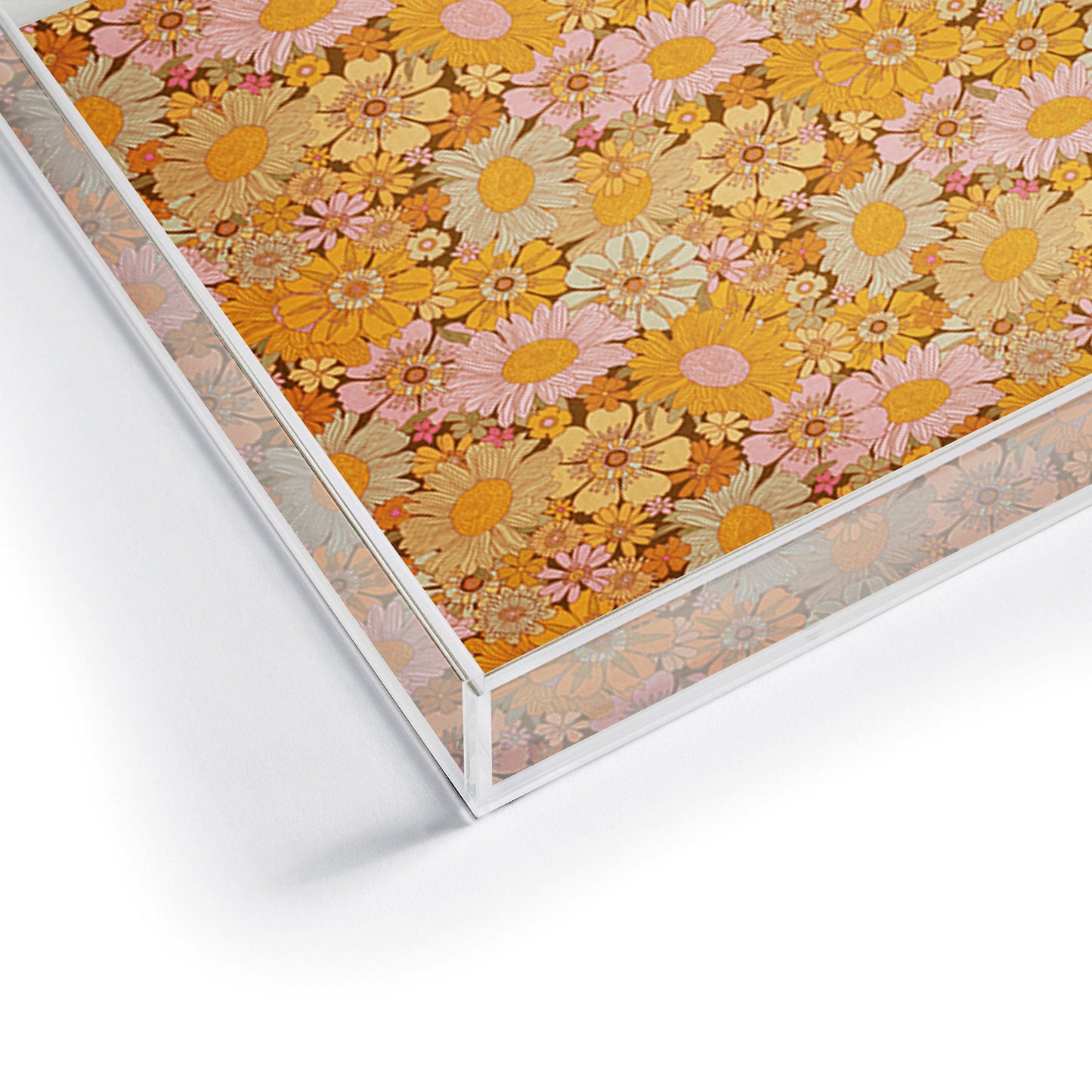 Iveta Abolina Retro Florals 70s Brown Acrylic Tray