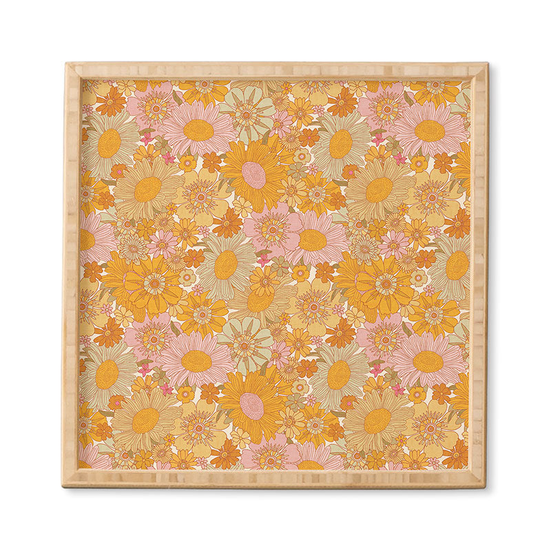 Iveta Abolina Retro Florals 70s Cream Framed Wall Art