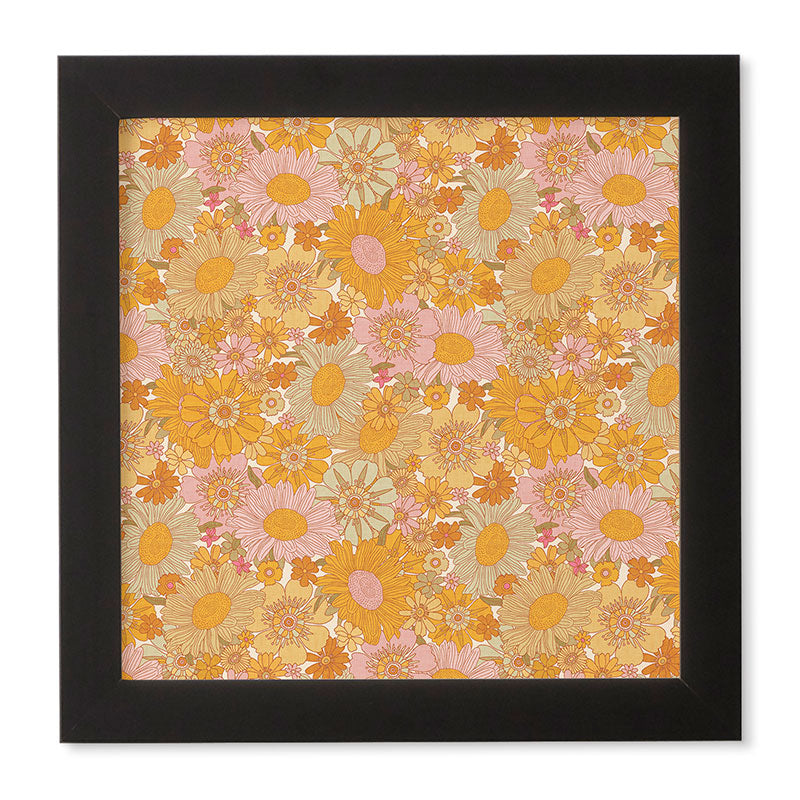 Iveta Abolina Retro Florals 70s Cream Framed Wall Art