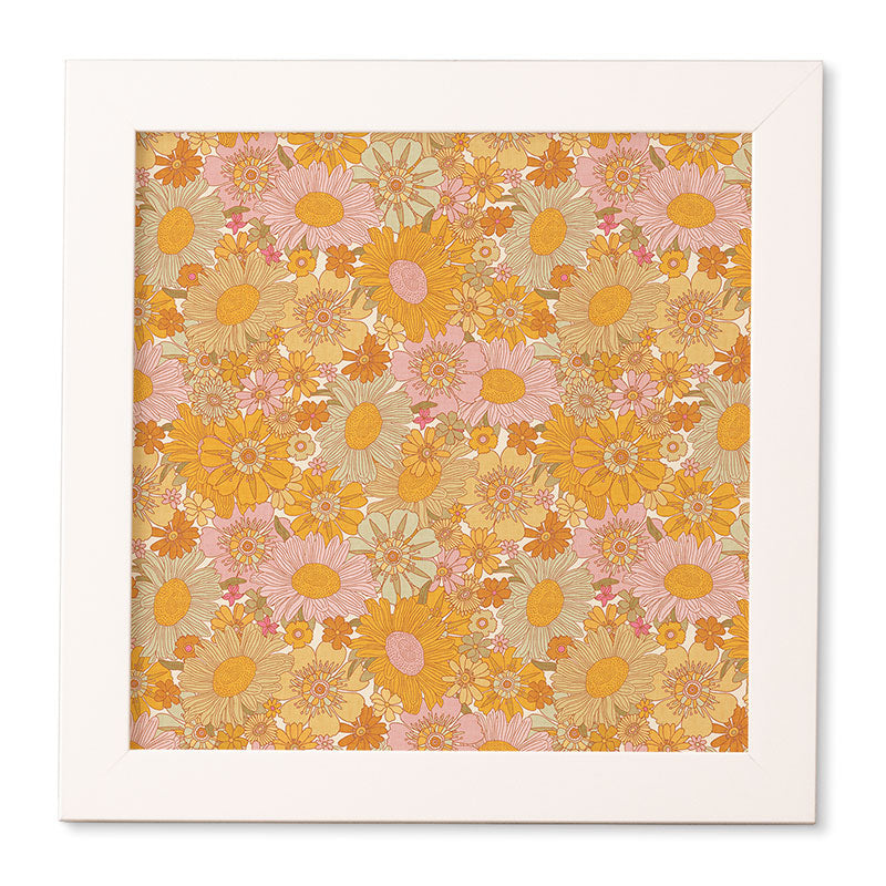 Iveta Abolina Retro Florals 70s Cream Framed Wall Art