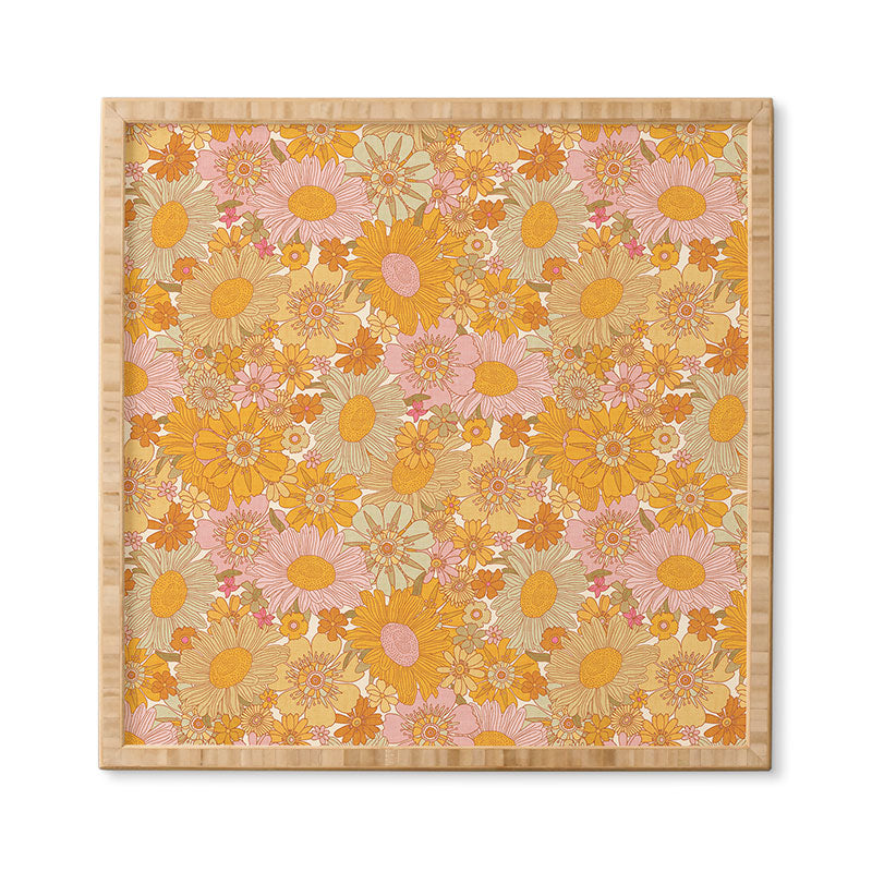 Iveta Abolina Retro Florals 70s Cream Framed Wall Art
