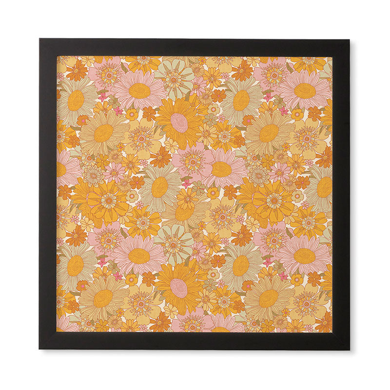 Iveta Abolina Retro Florals 70s Cream Framed Wall Art