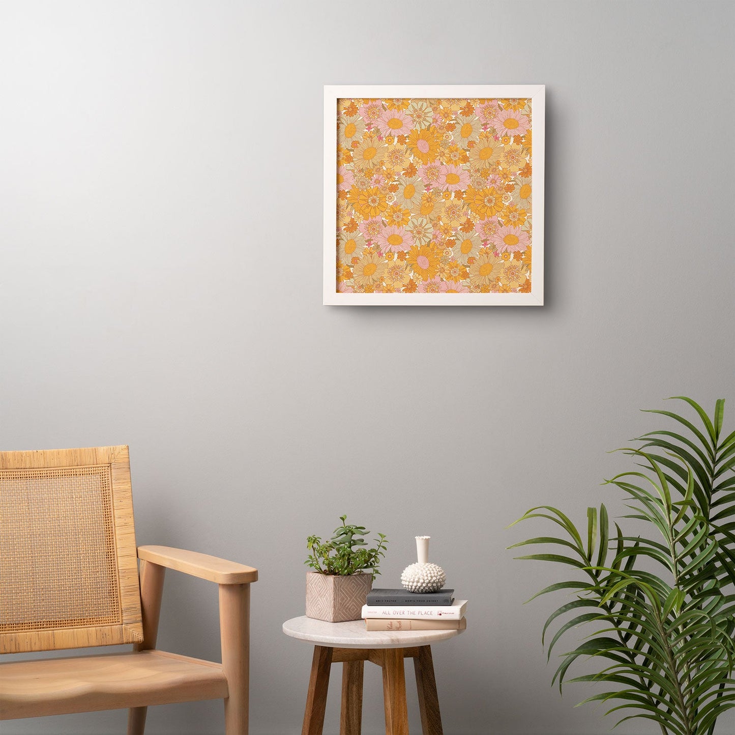 Iveta Abolina Retro Florals 70s Cream Framed Wall Art