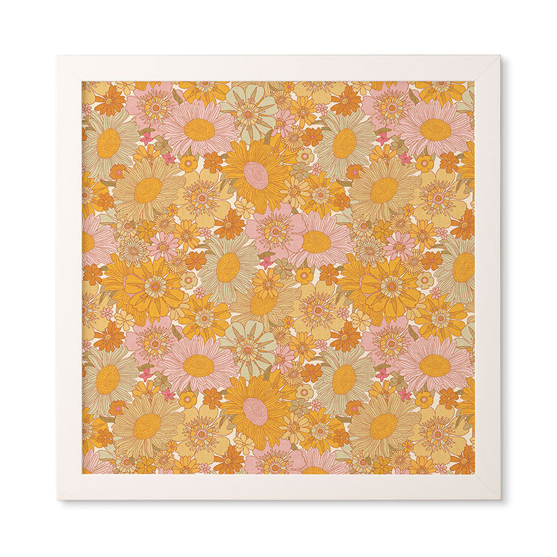 Iveta Abolina Retro Florals 70s Cream Framed Wall Art