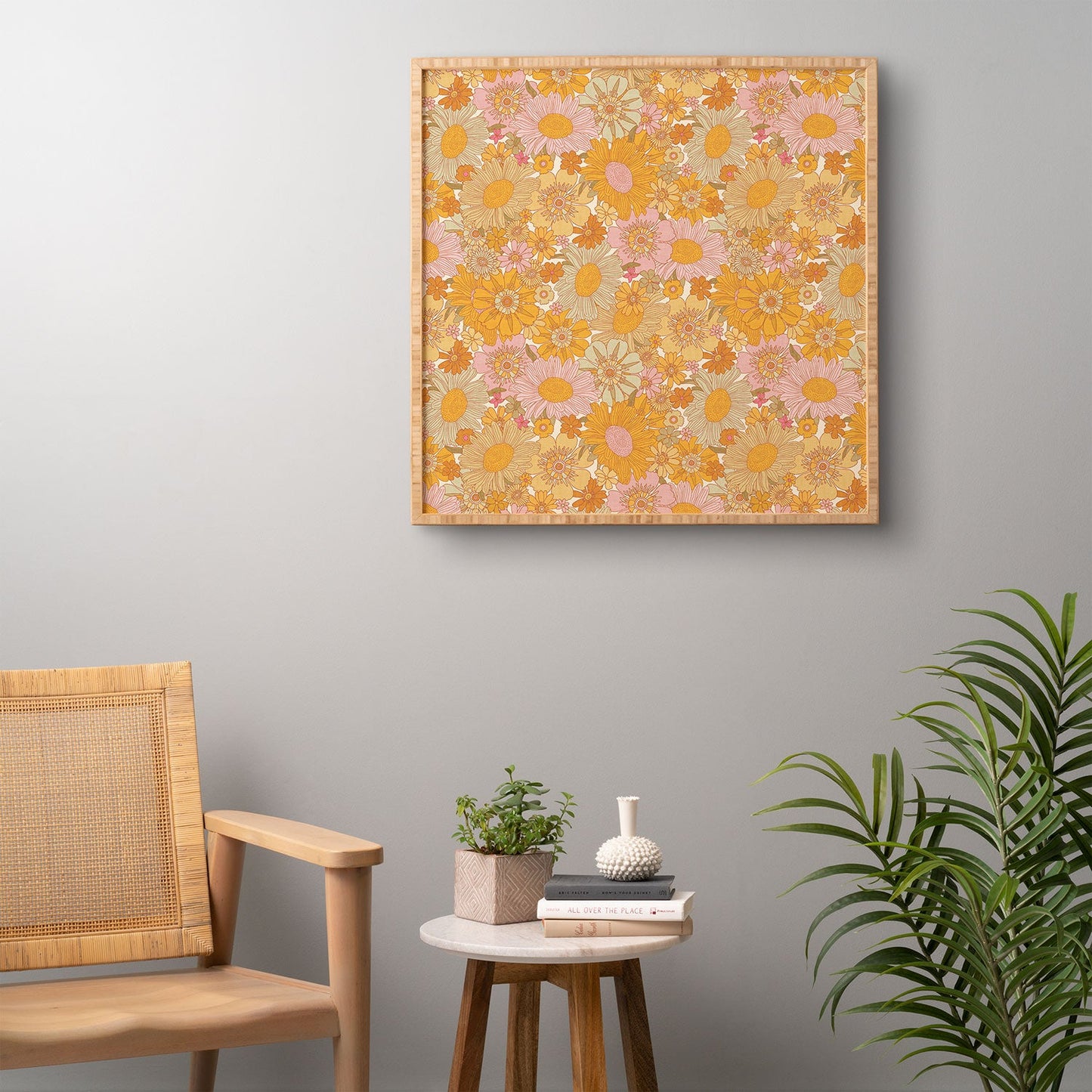 Iveta Abolina Retro Florals 70s Cream Framed Wall Art