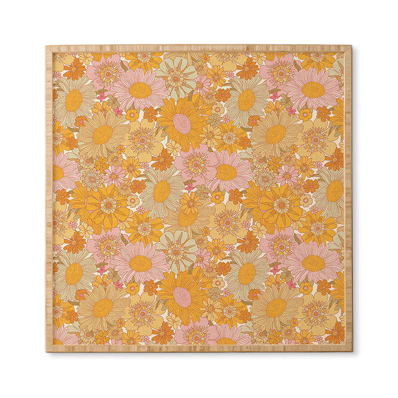 Iveta Abolina Retro Florals 70s Cream Framed Wall Art
