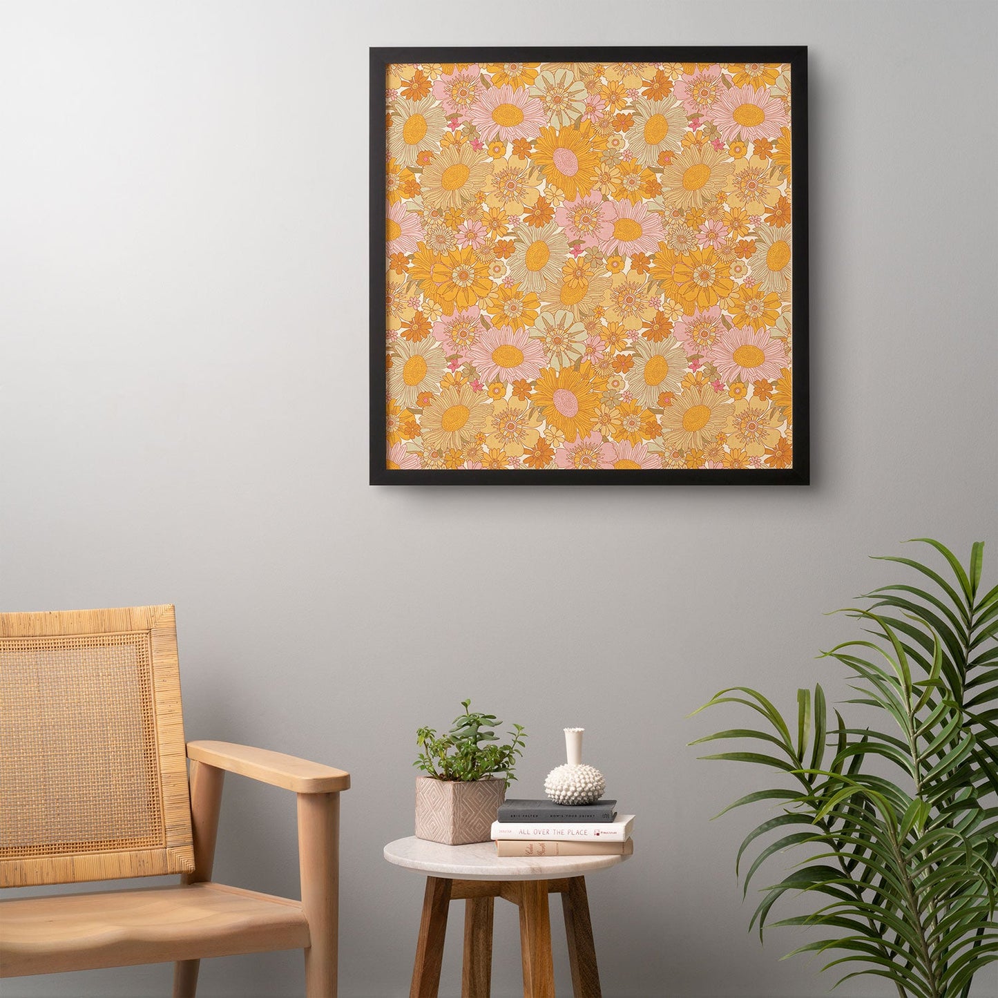 Iveta Abolina Retro Florals 70s Cream Framed Wall Art