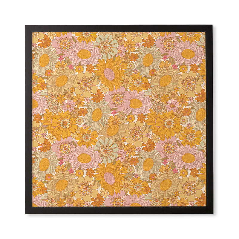 Iveta Abolina Retro Florals 70s Cream Framed Wall Art
