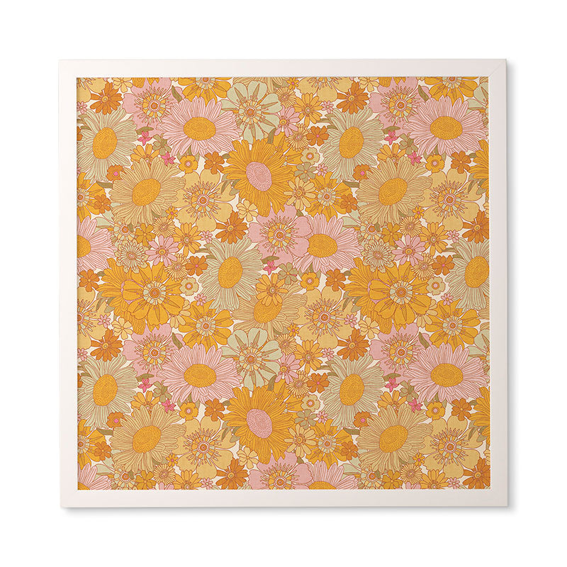 Iveta Abolina Retro Florals 70s Cream Framed Wall Art