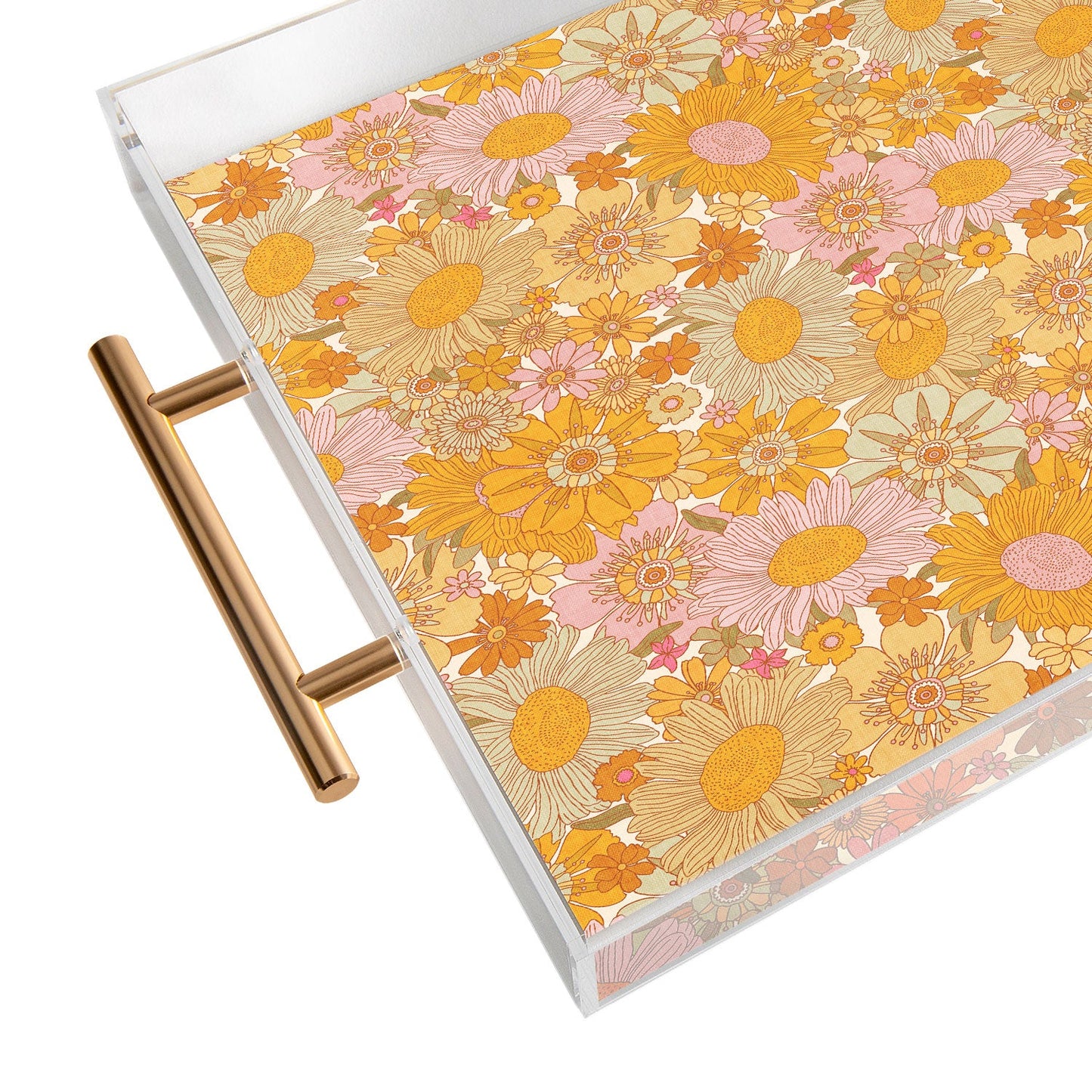 Iveta Abolina Retro Florals 70s Cream Acrylic Tray