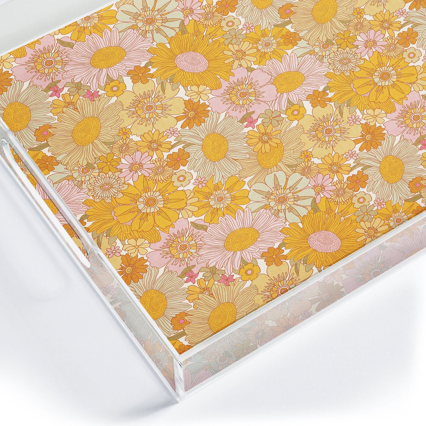 Iveta Abolina Retro Florals 70s Cream Acrylic Tray