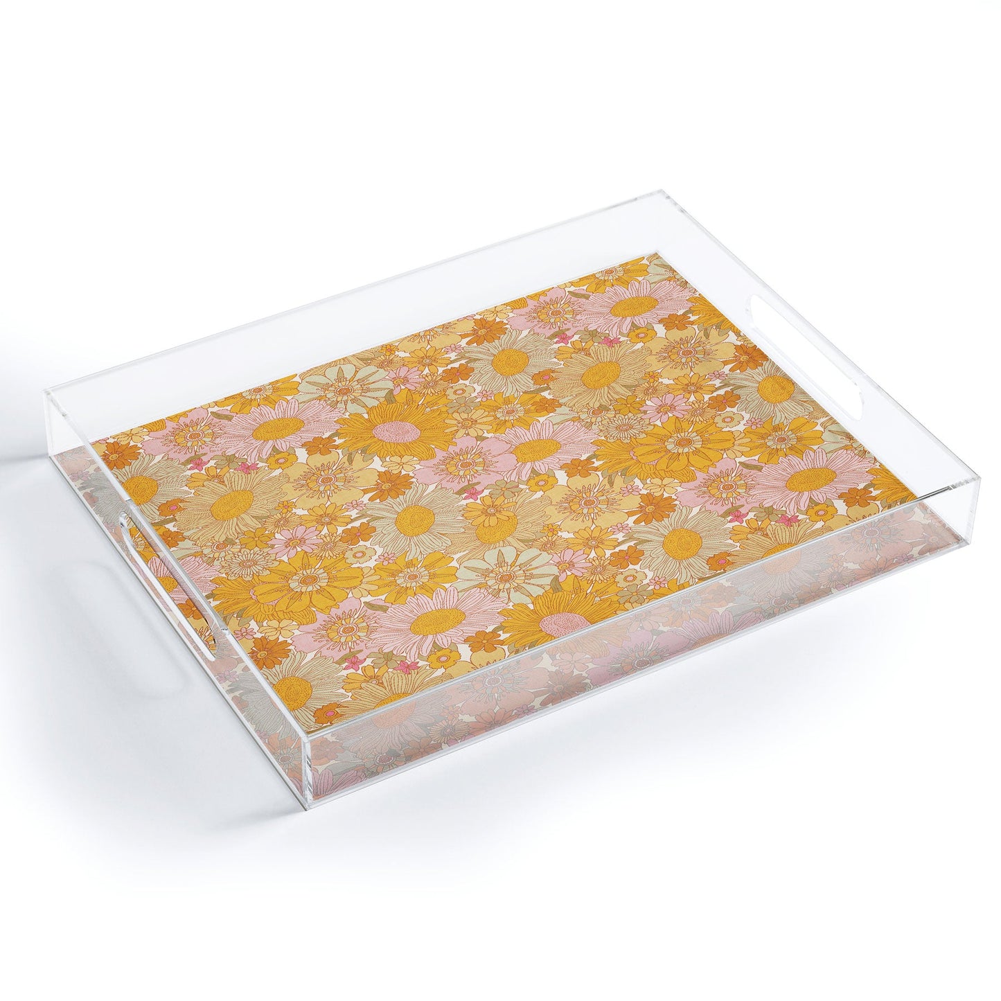 Iveta Abolina Retro Florals 70s Cream Acrylic Tray