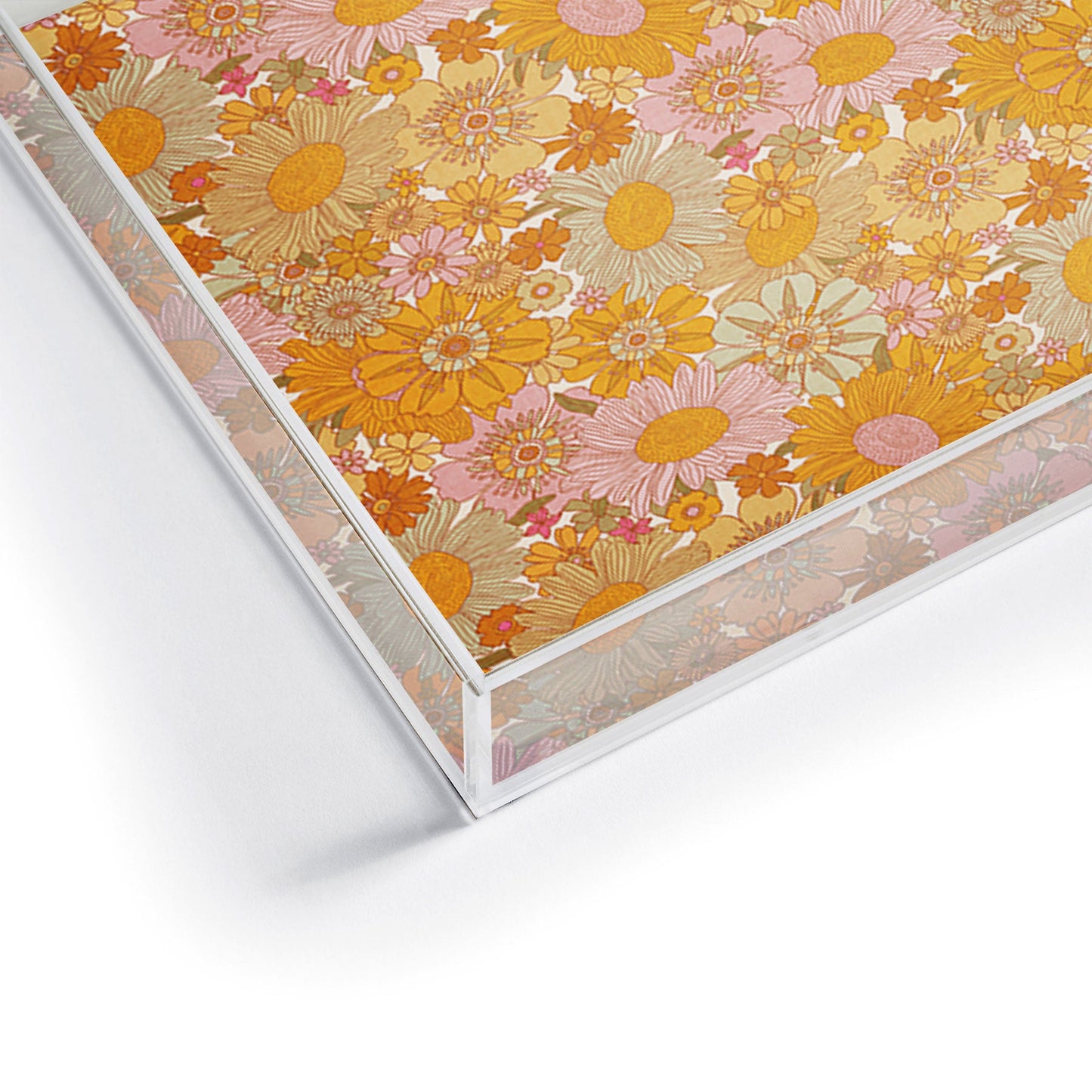 Iveta Abolina Retro Florals 70s Cream Acrylic Tray