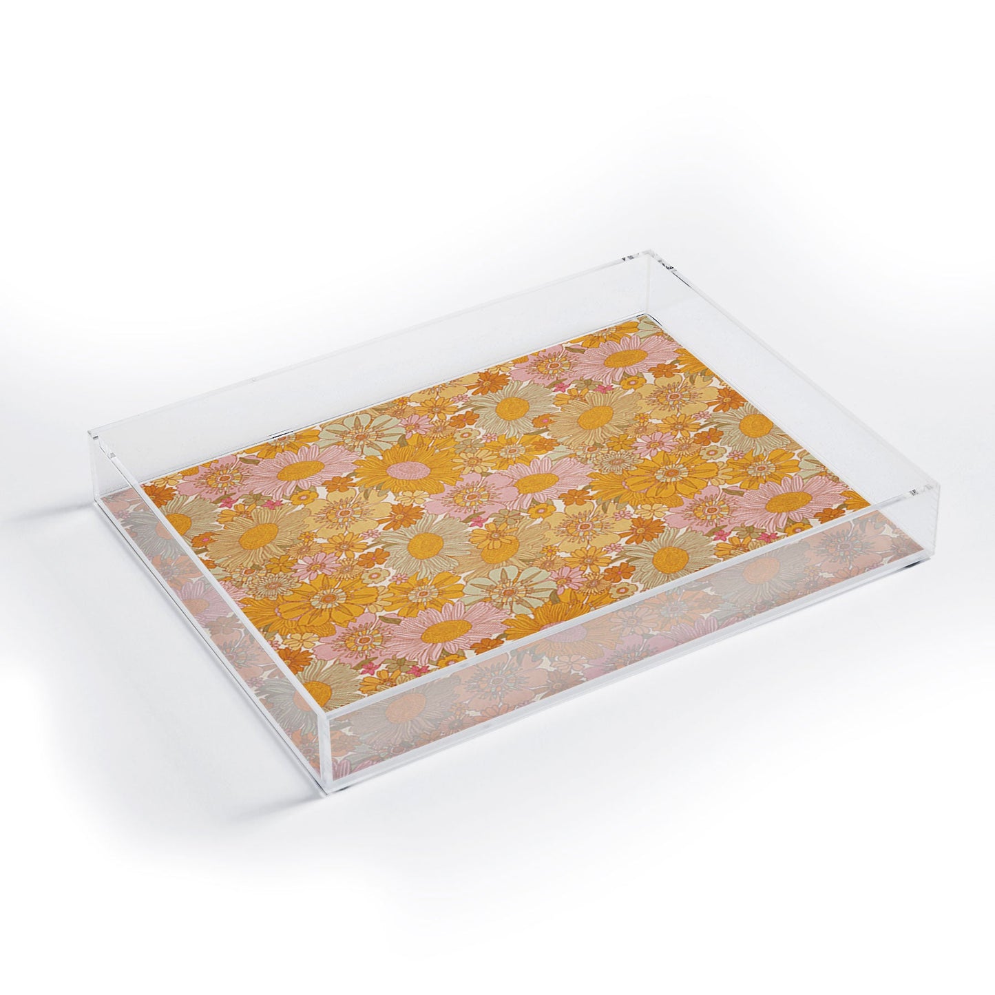 Iveta Abolina Retro Florals 70s Cream Acrylic Tray