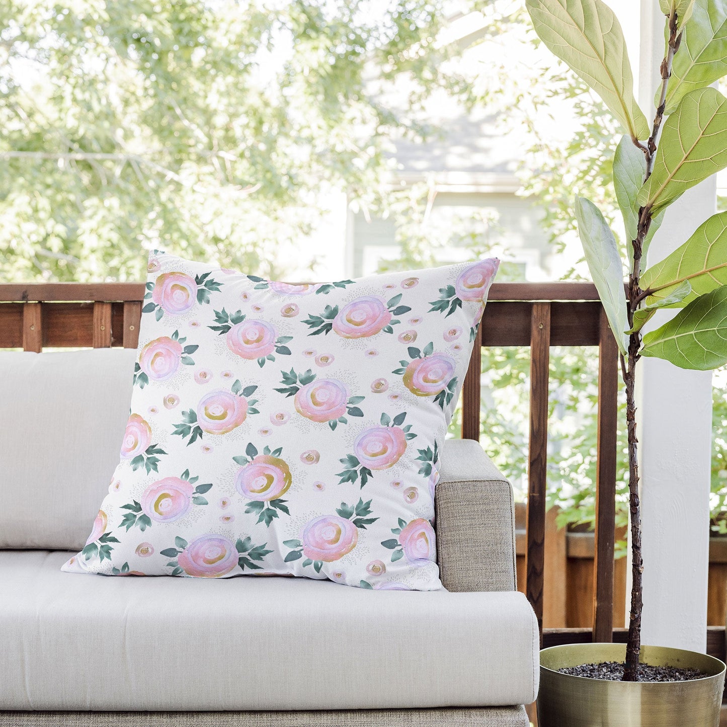 Iveta Abolina Rose Taffy Outdoor Throw Pillow