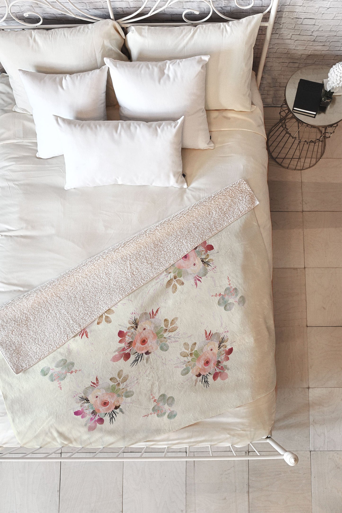 Iveta Abolina Rose Tan Fleece Throw Blanket